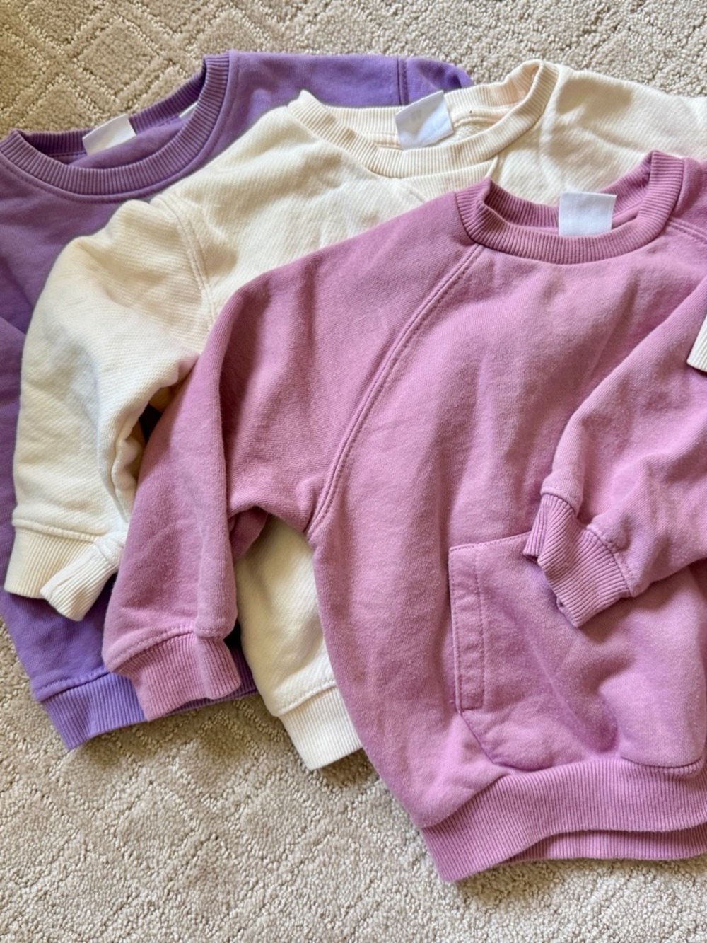 Zara Kids Crewneck Sweatshirts - Pink, Cream & Purple